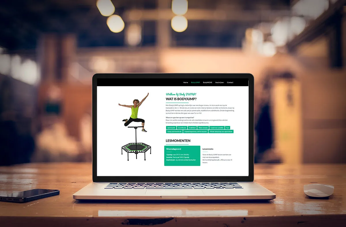 Bedrijfswebsite met meerdere pagina’s, gemaakt door Gettoweb, geopend op een laptop