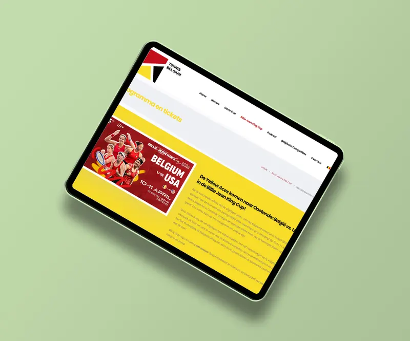 Website voor de Royal Belgian Tennis Federation (KBTB)